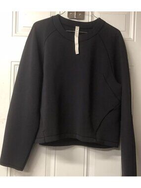 EUC Lululemon AirWrap Modal Crew Black Crew Neck Sweatshirt Size 8 ZIP POCKETS!